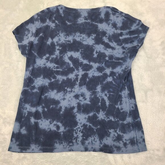 Tommy Hilfiger Women's Size Large Tie Dye Short Sleeve Tee Shirt Blue - Picture 7 of 7